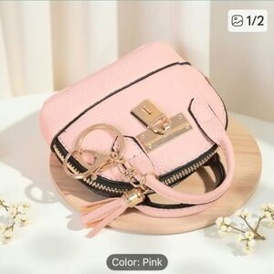Pink Mini Bag Faux Leather Keychain Bag Charm Women’s